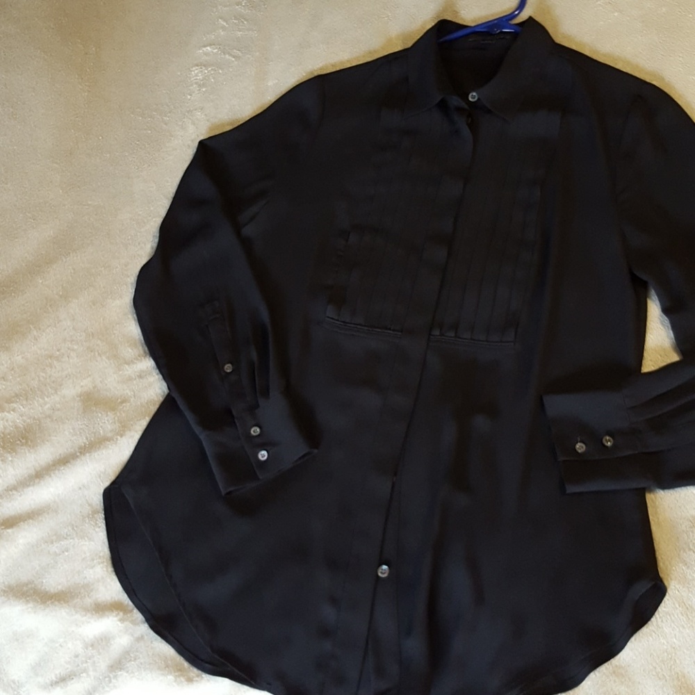 JCrew Black tuxedo blouse